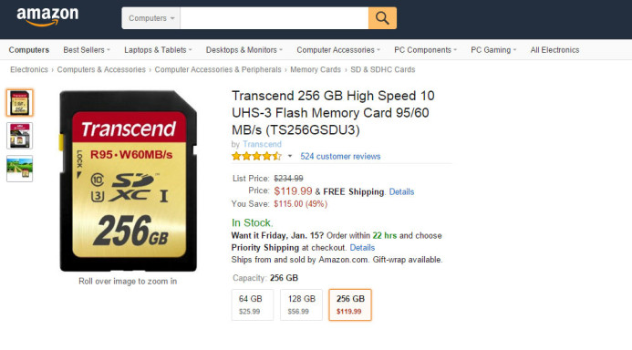 High-capacity SD cards cost more per-GB
