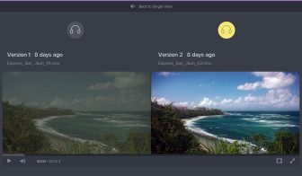 Comparing versions of a video side-by-side in Frame.io