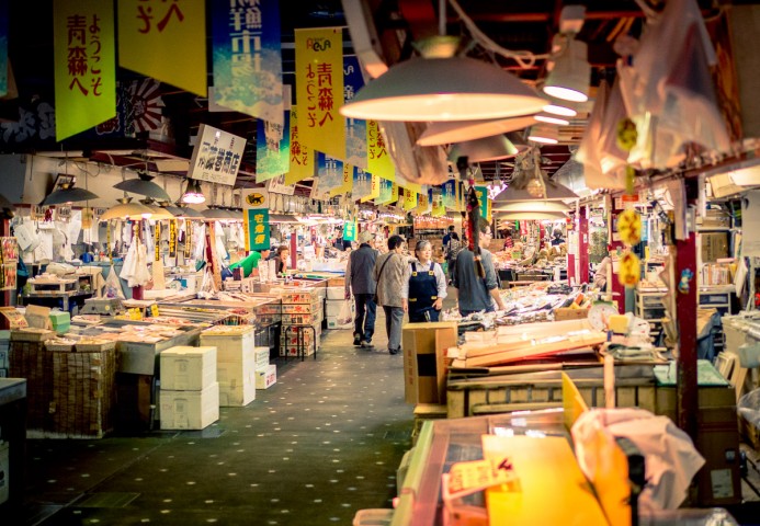 Fishmongers selling seafood