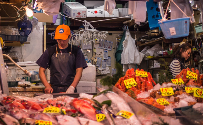 Fishmonger at Tsukiji Fish Market