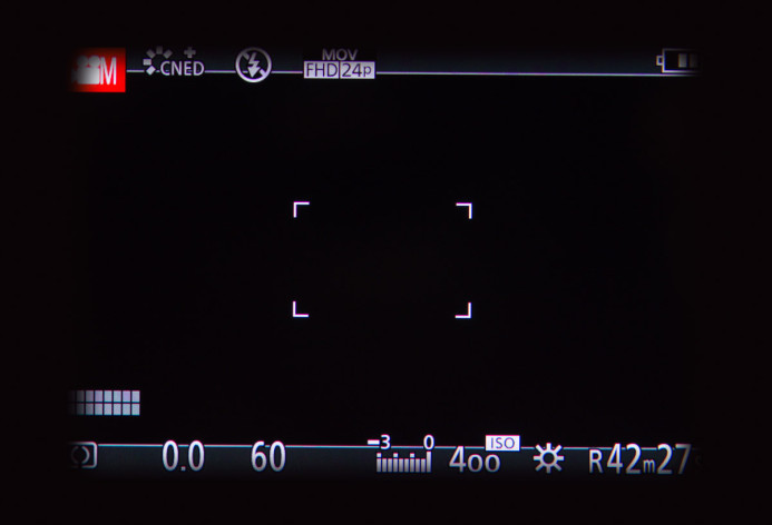 G-Cup blocks a full view of the GH4's EVF and causes vignetting