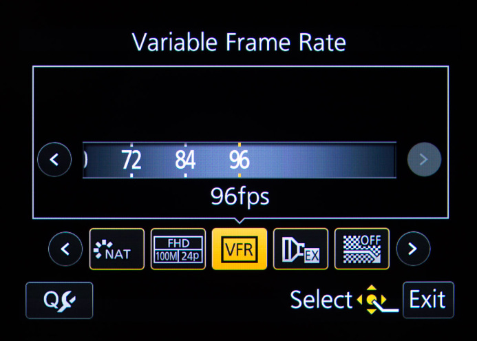 Panasonic GH4 Frame Rate Selection