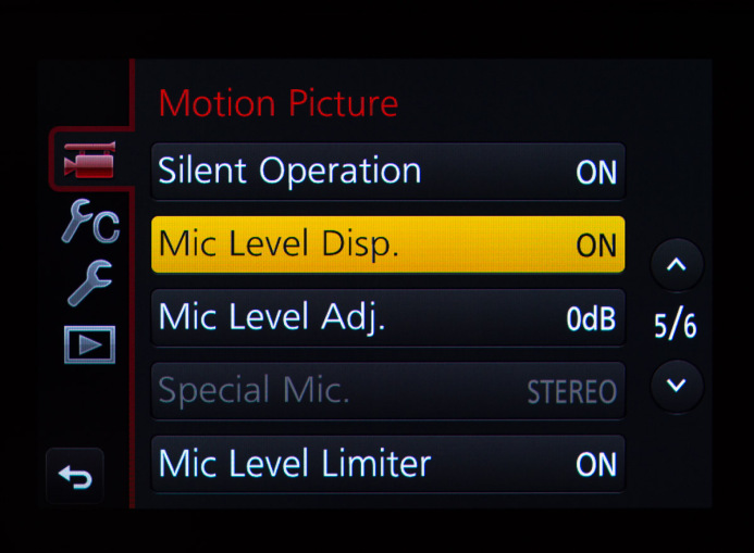 Display the GH4's audio levels