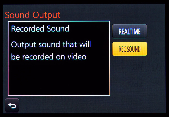Set the GH4's sound output to Rec Sound