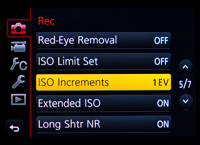 ISO Increments Setting