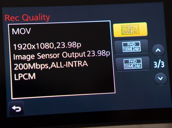 Panasonic GH4 200mbps mode