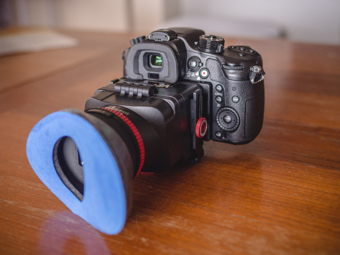PNC VF-4 Loupe mounted on the Panasonic GH4