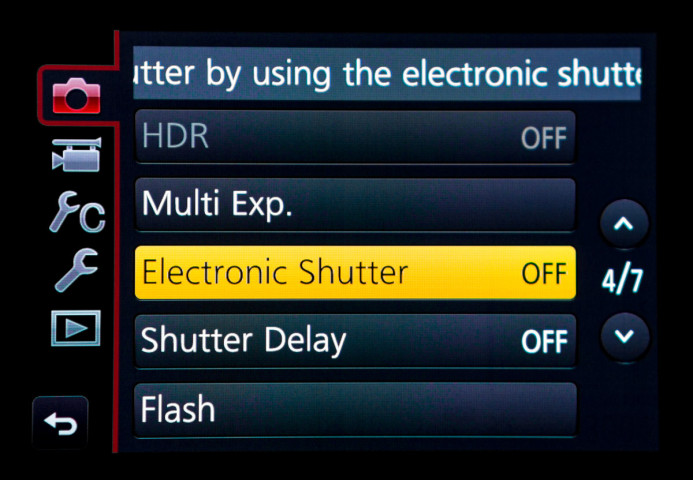 Electronic Shutter disabled