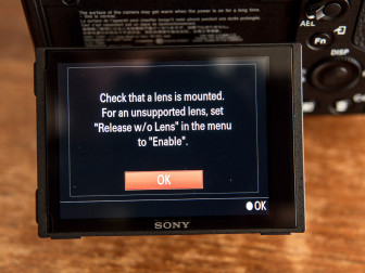 Default error message when using manual lenses on the Sony a7S I