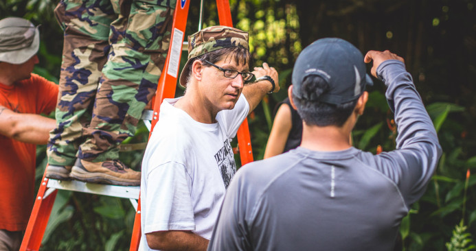 Shawn Hiatt on the set of Under the Blood-Red Sun