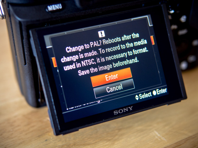 Memory card must be formatted when switching frequences on the Sony a7S