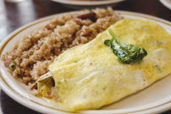 Fried Rice & Bacon Spinach Omelet