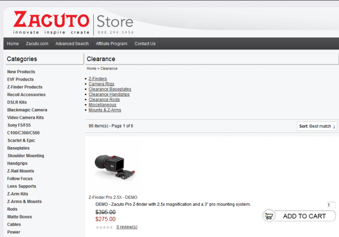 Zacuto Clearance Section