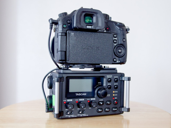 Tall camera setup with Tascam DR-60D